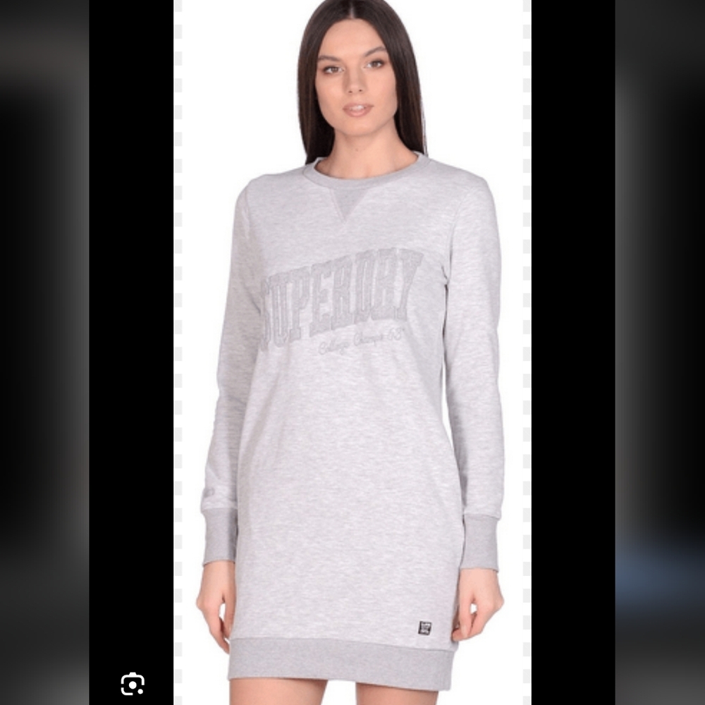 Superdry Women's Light Gray Long Sleeve Dress